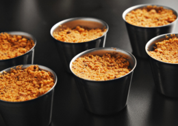apple crumble dessert in small steel pans