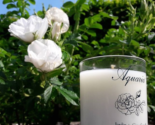 Bougie parfumée à la rose Aquaria - Jardin des Cinq Sens - Yvoire